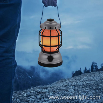 Japan Korea Best Selling Antique Flicker Flame COB Hanging AA/USB Rechargeable Plastic Led Lantern For Outdoor Camping Hiking